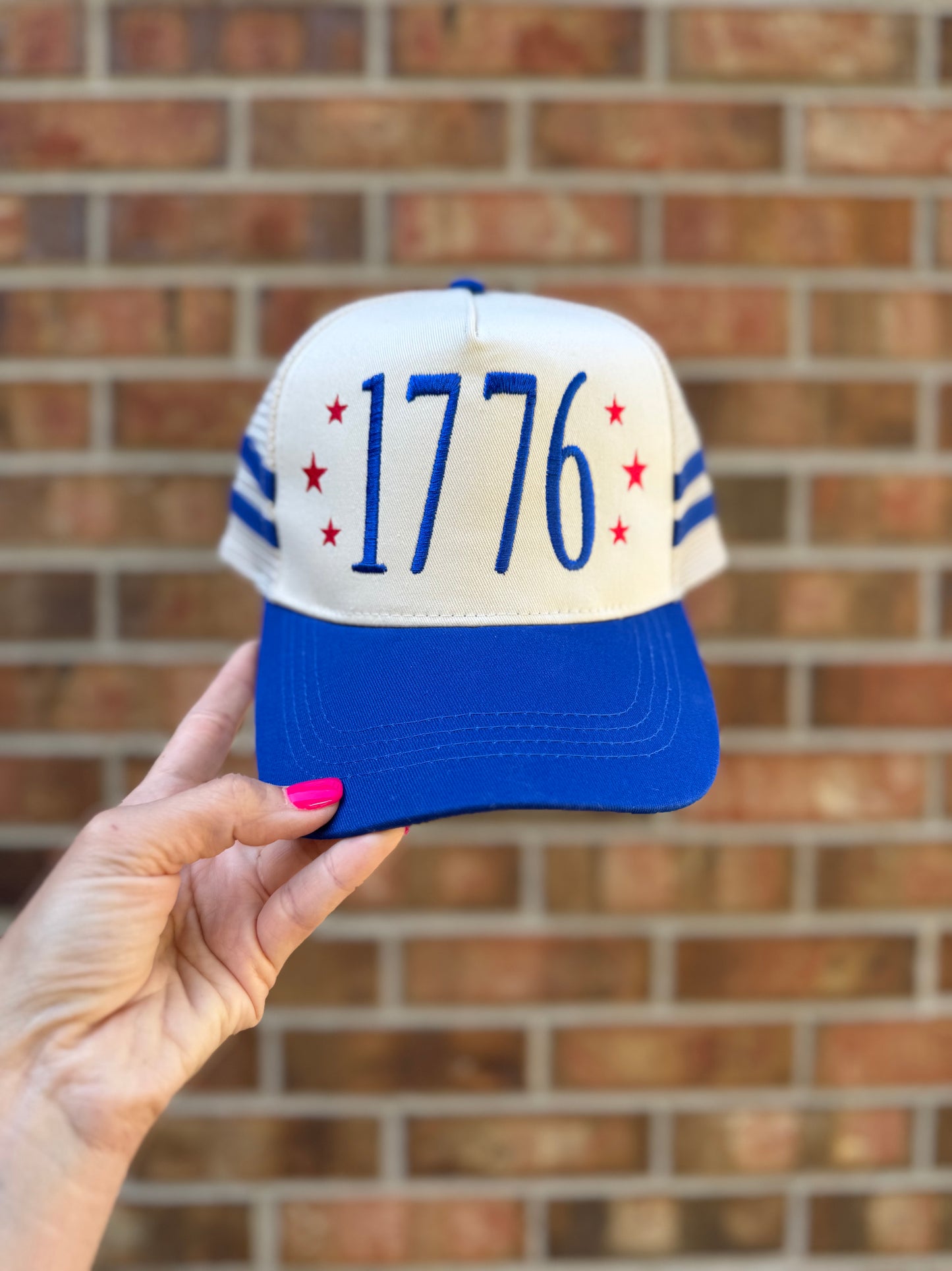 1776 Embroidered Trucker Hat | Patriotic Hat | America Hat | USA Embroidered Cap | Fourth of July Hat | Vintage Americana Hat
