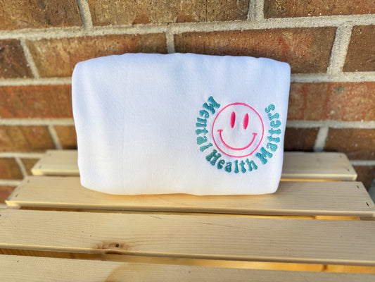 Mental Health Matters Embroidered Crewneck Sweatshirt | Comfort Colors | Mental Health Awareness Gift | Cozy Self-Care Sweatshirt