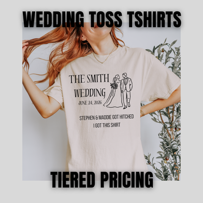 Wedding T-Shirt Toss Shirts | Personalized Wedding Reception Shirts | Custom Bride & Groom Name + Date Shirts | Wedding Party Toss Tees
