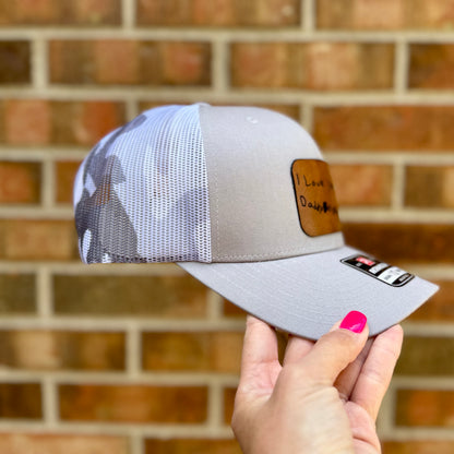 Personalized Child Handwriting Leather Patch Hat – Richardson 112 Trucker Hat – Custom Father’s Day Gift for Dad