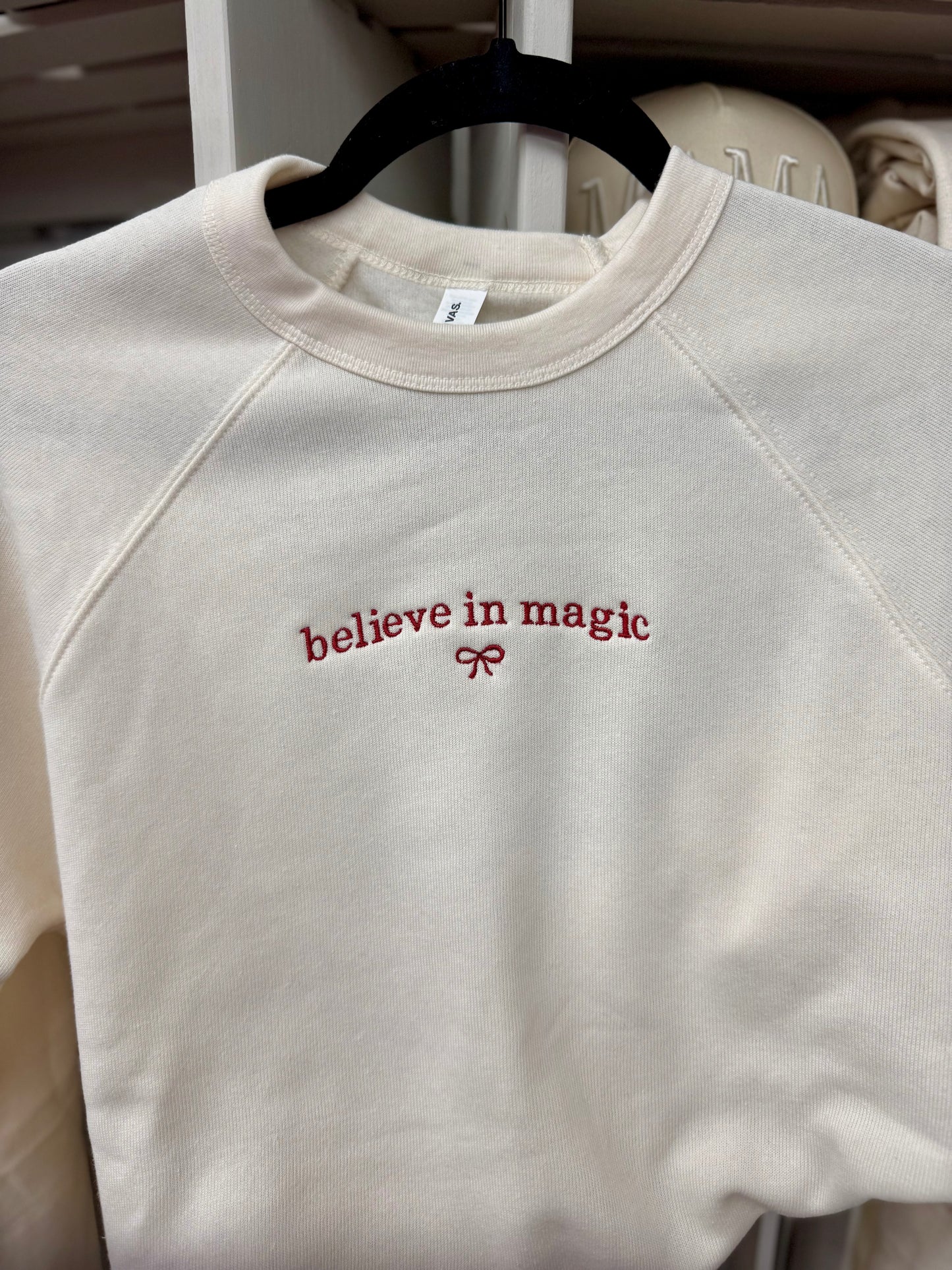 Believe in Magic Embroidered Crewneck Sweatshirt • Cozy Holiday Sweatshirt • Minimalist Christmas Sweater • Winter Aesthetic Crewneck • Gift for Her