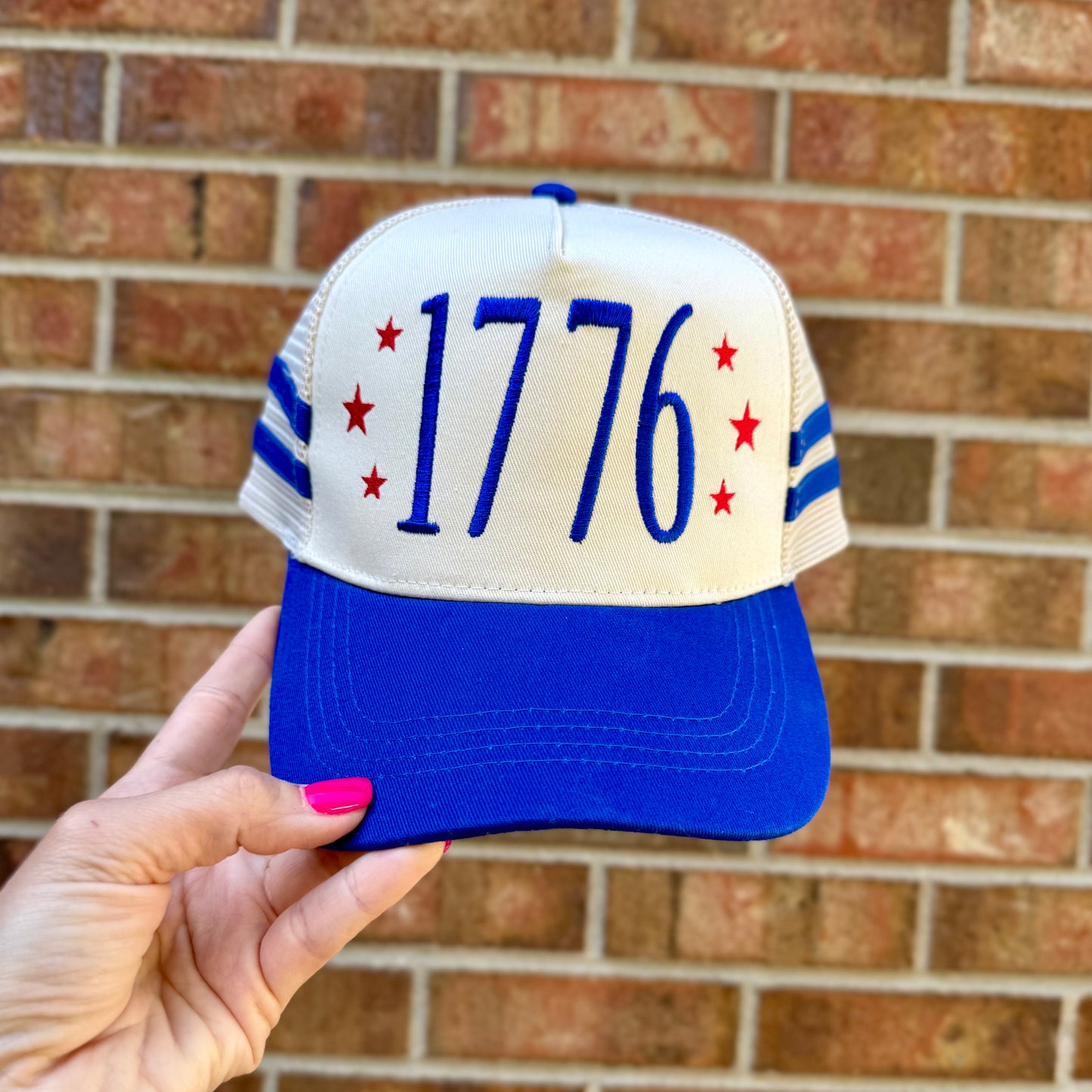 1776 Embroidered Trucker Hat | Patriotic Hat | America Hat | USA Embroidered Cap | Fourth of July Hat | Vintage Americana Hat
