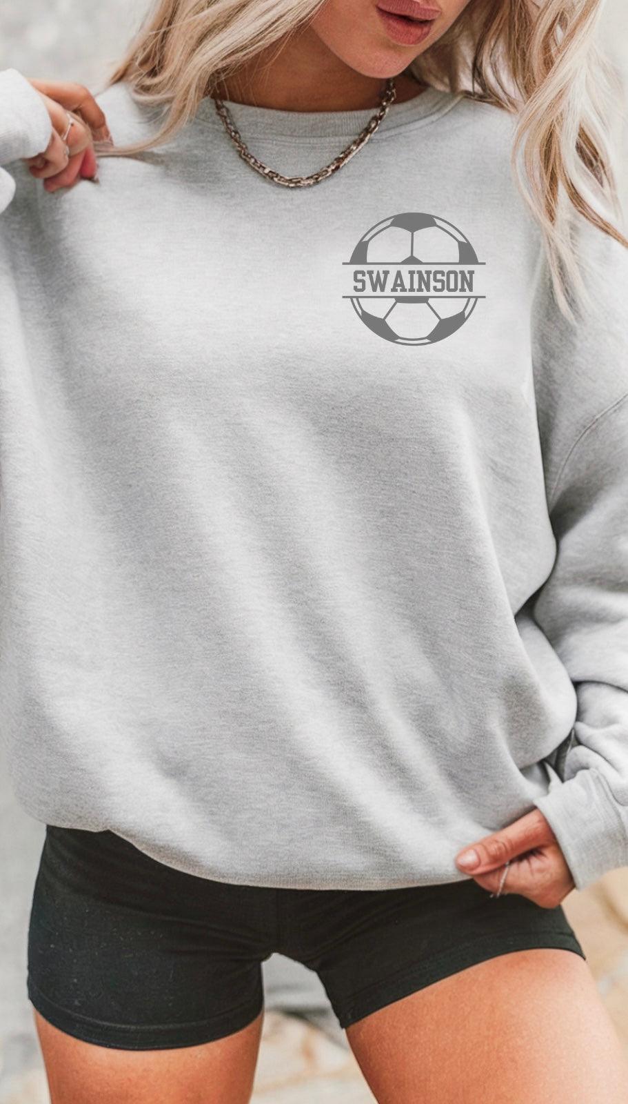 Custom Team & Number Crewneck Sweatshirt | Personalized Sports Team Spirit Shirt | Football, Soocer, Lacrosse, Baseball Mom Crewneck