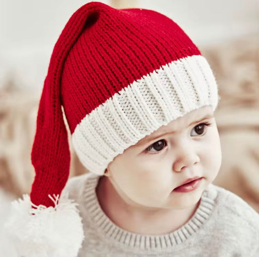 Knitted Santa Hat for Toddler/Child – Embroidery-Ready Holiday Beanie
