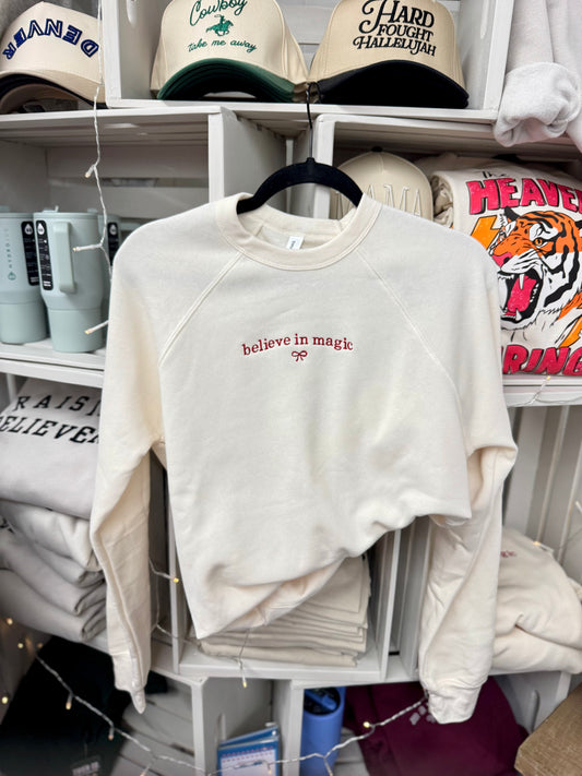 Believe in Magic Embroidered Crewneck Sweatshirt • Cozy Holiday Sweatshirt • Minimalist Christmas Sweater • Winter Aesthetic Crewneck • Gift for Her