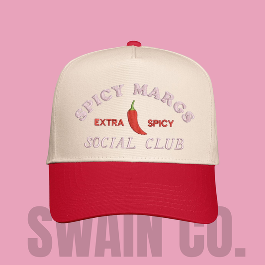 Spicy Margs Social Club Embroidered Hat | Trendy Margarita Baseball Cap | Girls Trip, Bachelorette, Brunch Club Gift