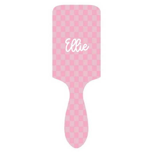 Large Detangle Paddle Hairbrush | Checkered Pink