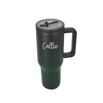 Personalized 40oz Tumbler with Handle – Laser Engraved, Spill-Proof, Triple Wall Insulated, Custom Name Cup