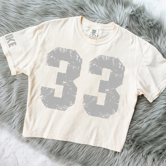 Custom Number Boxy Crop Tee | Personalized Comfort Colors Shirt | Vintage Sports Number Shirt | Custom Name Sleeve Tee | Game Day Crop Tee