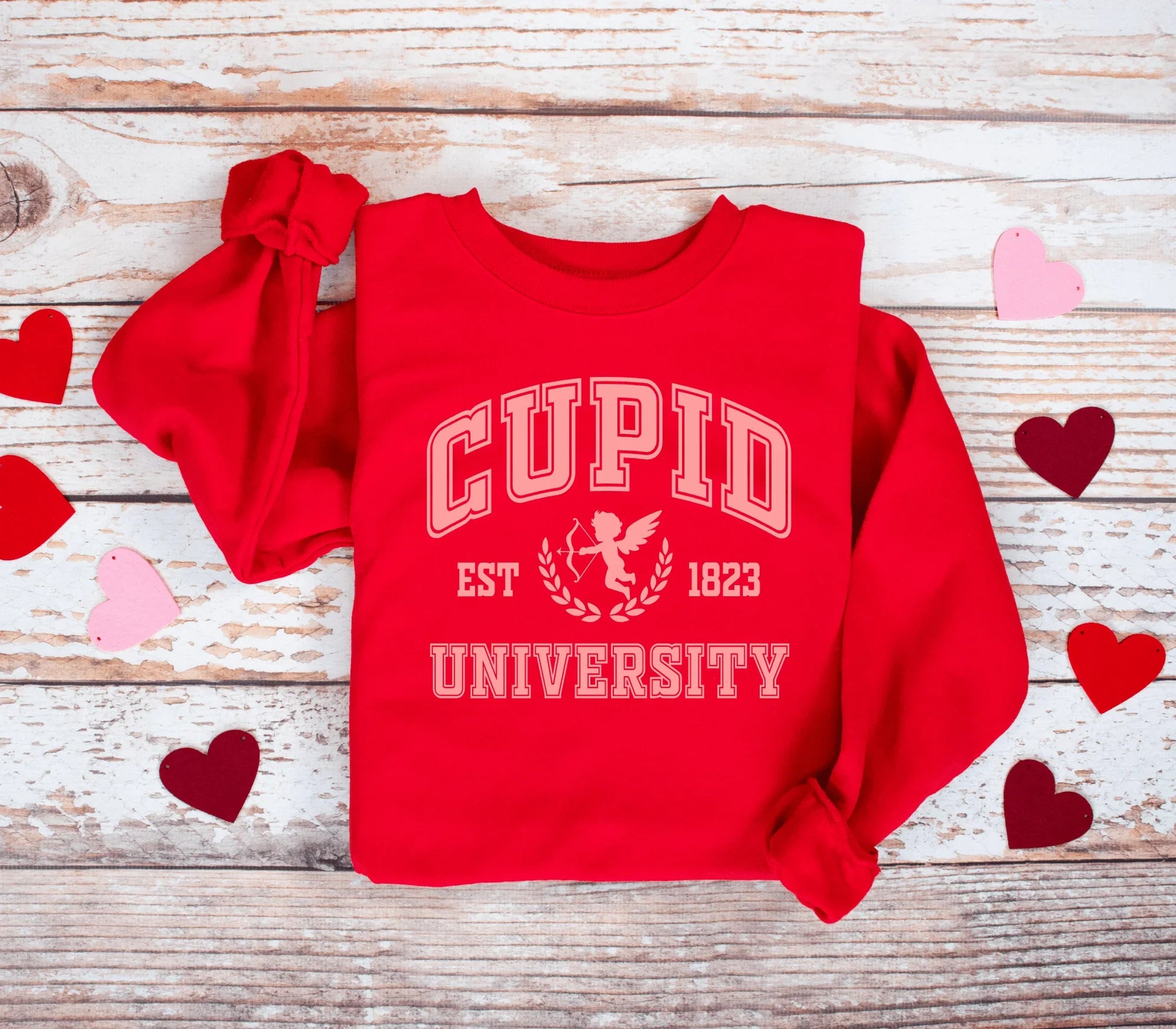 Cupid University Valentines Day Crewneck Sweatshirt - Swain Co. Designs & Apparel