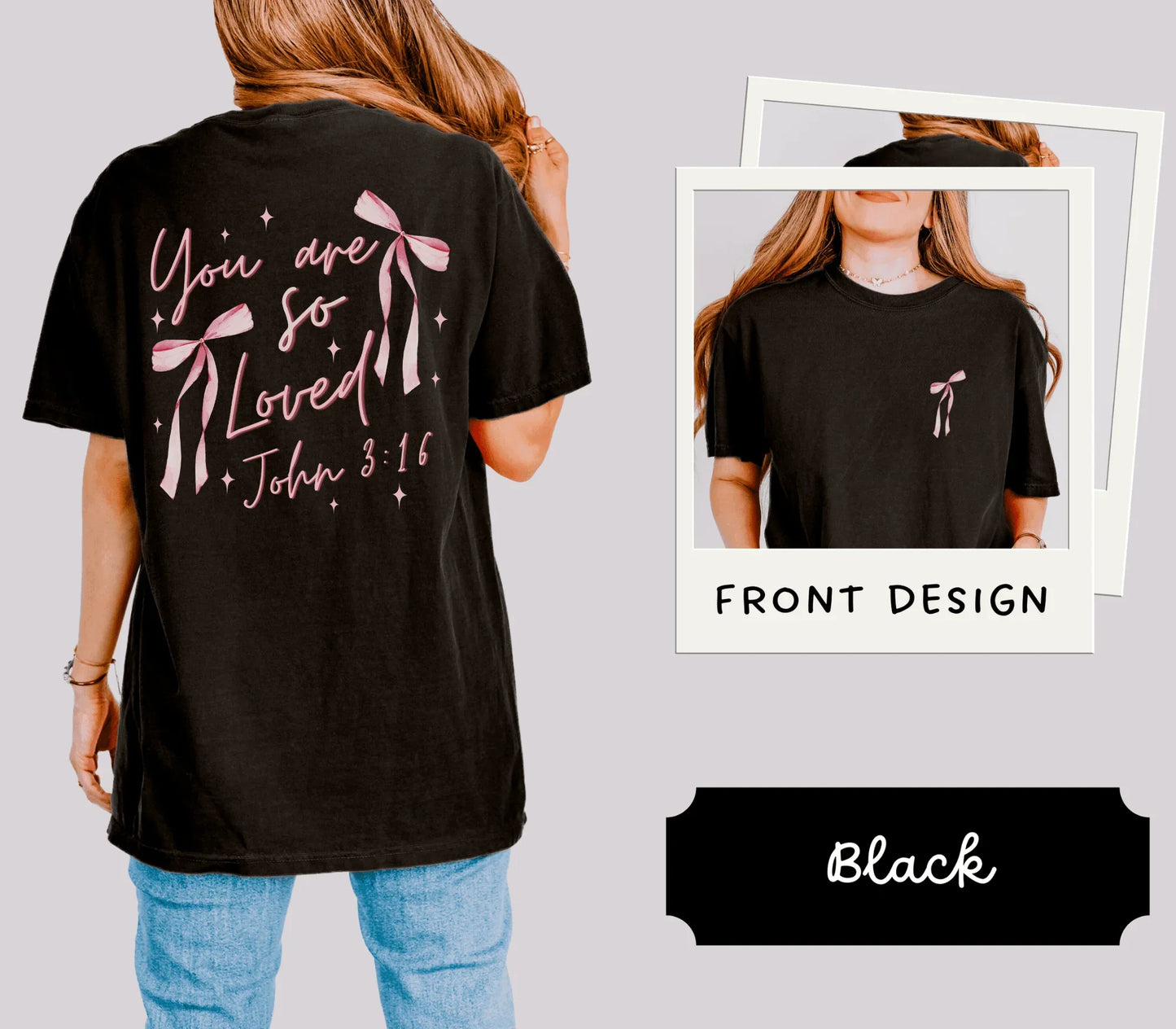 You are SO Loved John 3:16 Bow Graphic Tee - Swain Co. Designs & Apparel