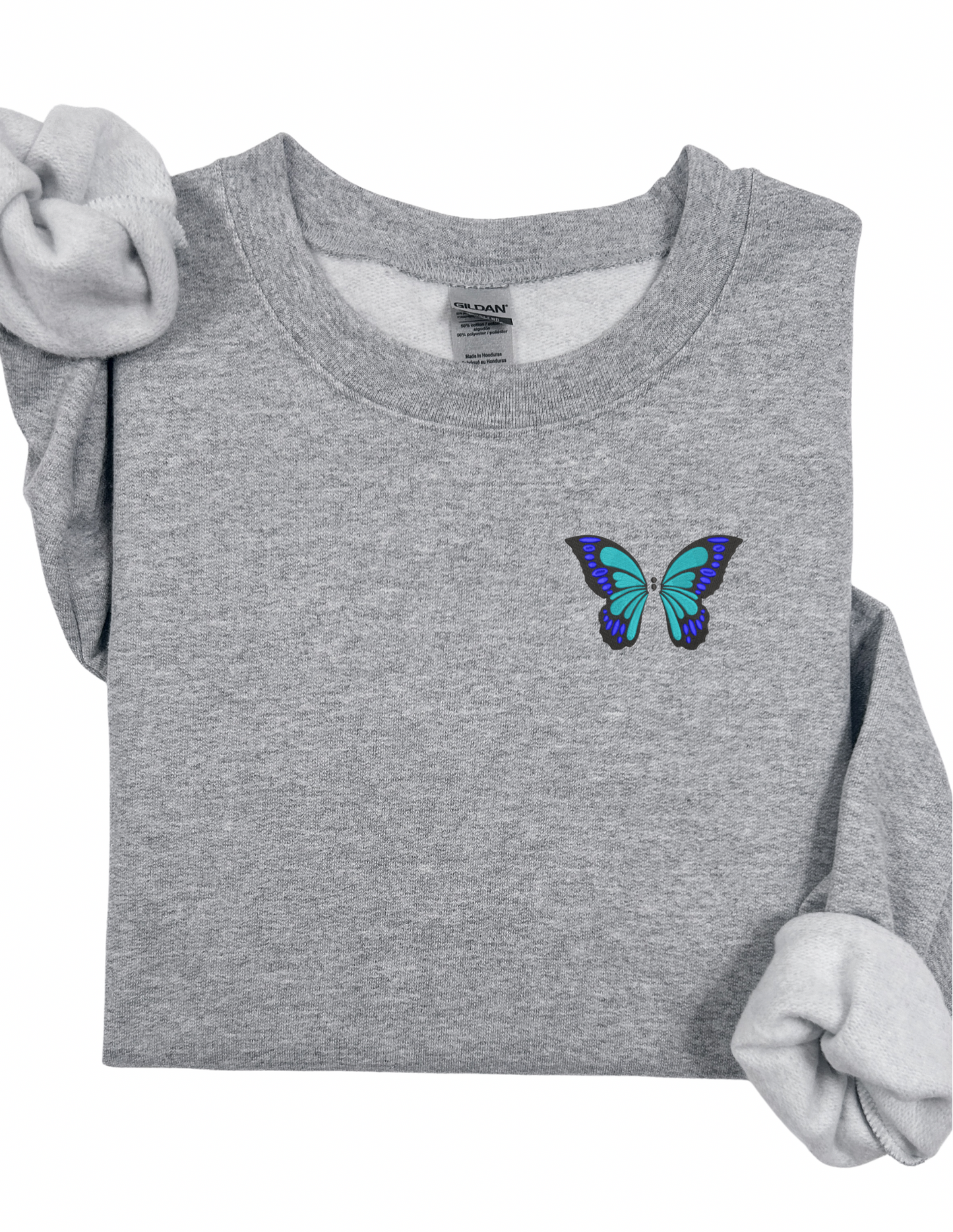 Embroidered Semicolon Butterfly Shirt or Sweatshirt | Mental Health Awareness Tee | Suicide Prevention Gift