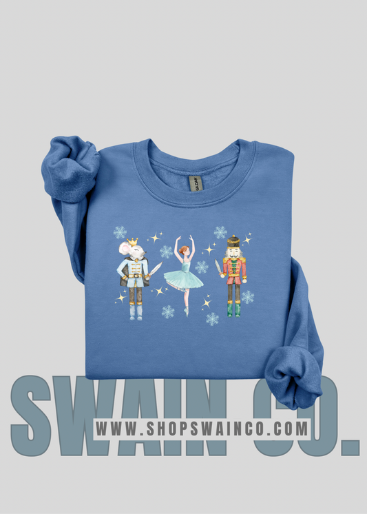 Nutcracker Ballet Sweatshirt | Watercolor Nutcracker, Clara & Mouse | Personalized Dance Studio or Name | Christmas Ballet Crewneck