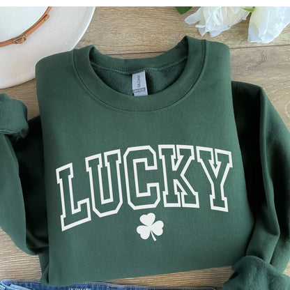 Lucky Shamrock Puff Crewneck Sweatshirt