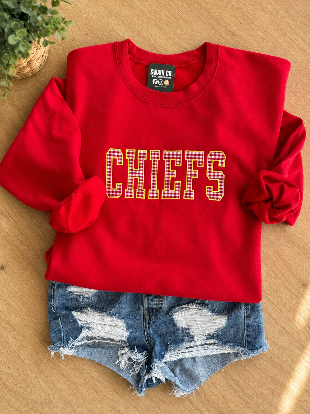 Personalized Gingham Applique Sweatshirt | Custom Embroidered Adult Shirt | Monogram Applique Crewneck | Boutique Embroidered Name Sweatshirt