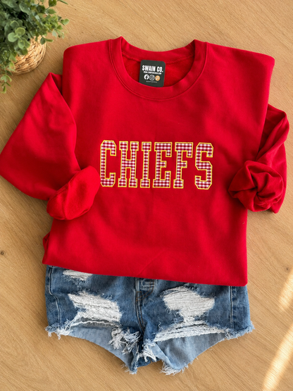 Personalized Gingham Applique Sweatshirt | Custom Embroidered Adult Shirt | Monogram Applique Crewneck | Boutique Embroidered Name Sweatshirt
