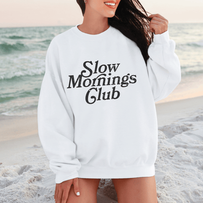 Slow Morning Crew Tee or Sweatshirt | For the Babes Who Hit Snooze, Sip Slowly, and Don’t Do Mornings Before Coffee