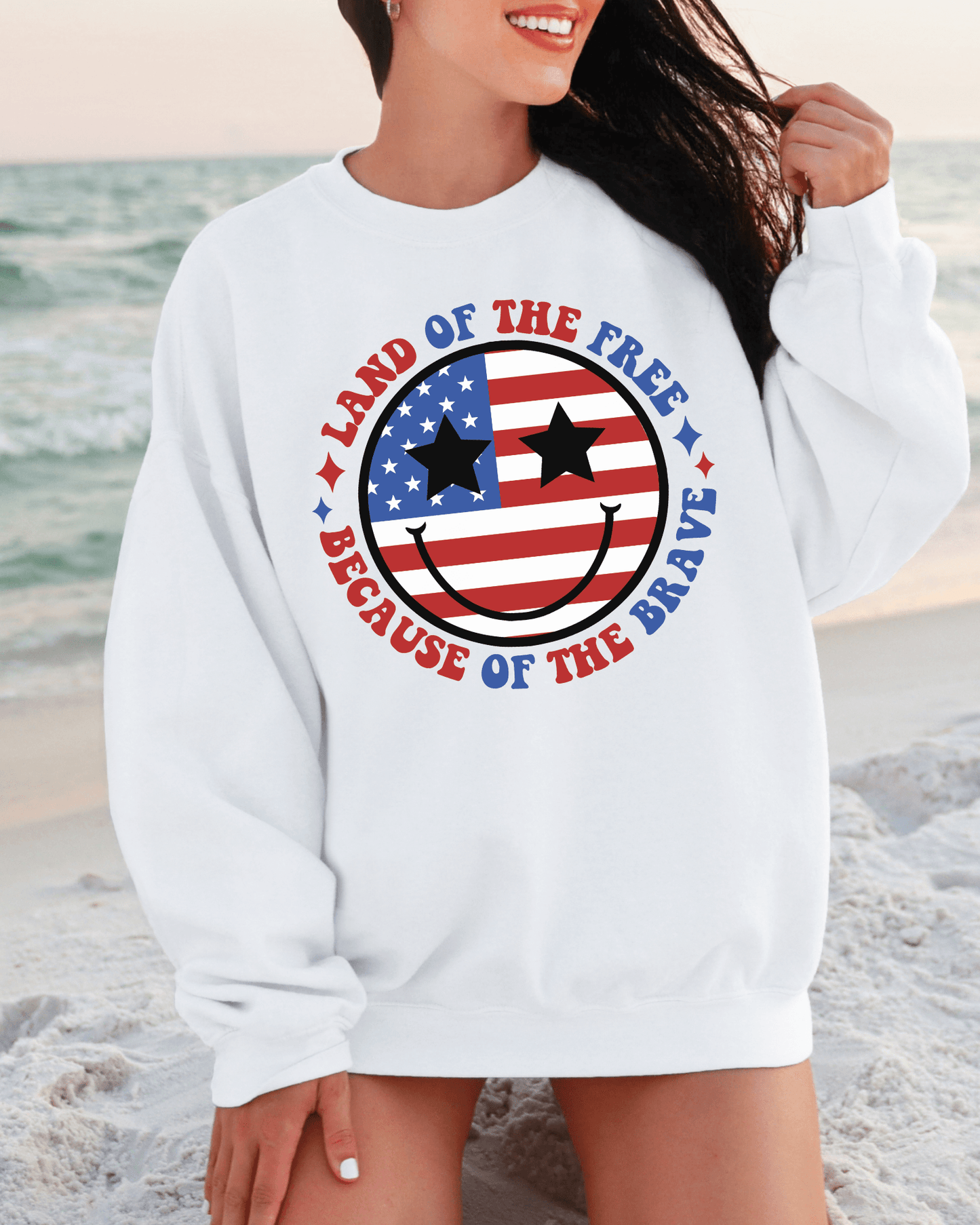 Land of the Free Happy Face Flag Sweatshirt