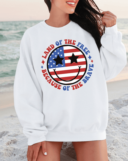 Land of the Free Happy Face Flag Sweatshirt