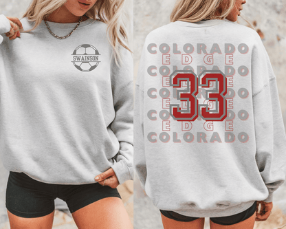 Custom Team & Number Crewneck Sweatshirt | Personalized Sports Team Spirit Shirt | Football, Soocer, Lacrosse, Baseball Mom Crewneck