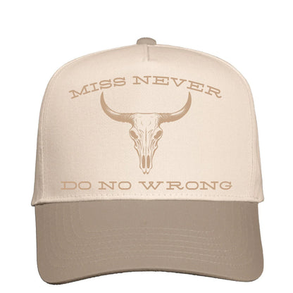 Miss Never Do No Wrong Trucker Hat – Two Tone Printed Hat | Funny Retro Hat for Women | Cute Summer Gift