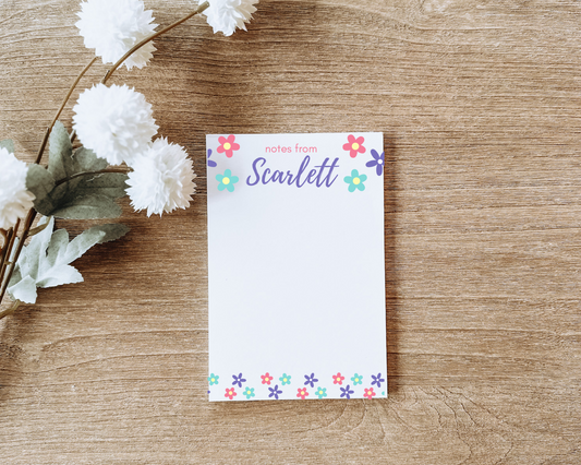 Floral Personalized Notepad | "Notes from [Name]" | Custom Stationery | Teacher Gift | Teen Gift | Boss Gift | Cute Desk Pad