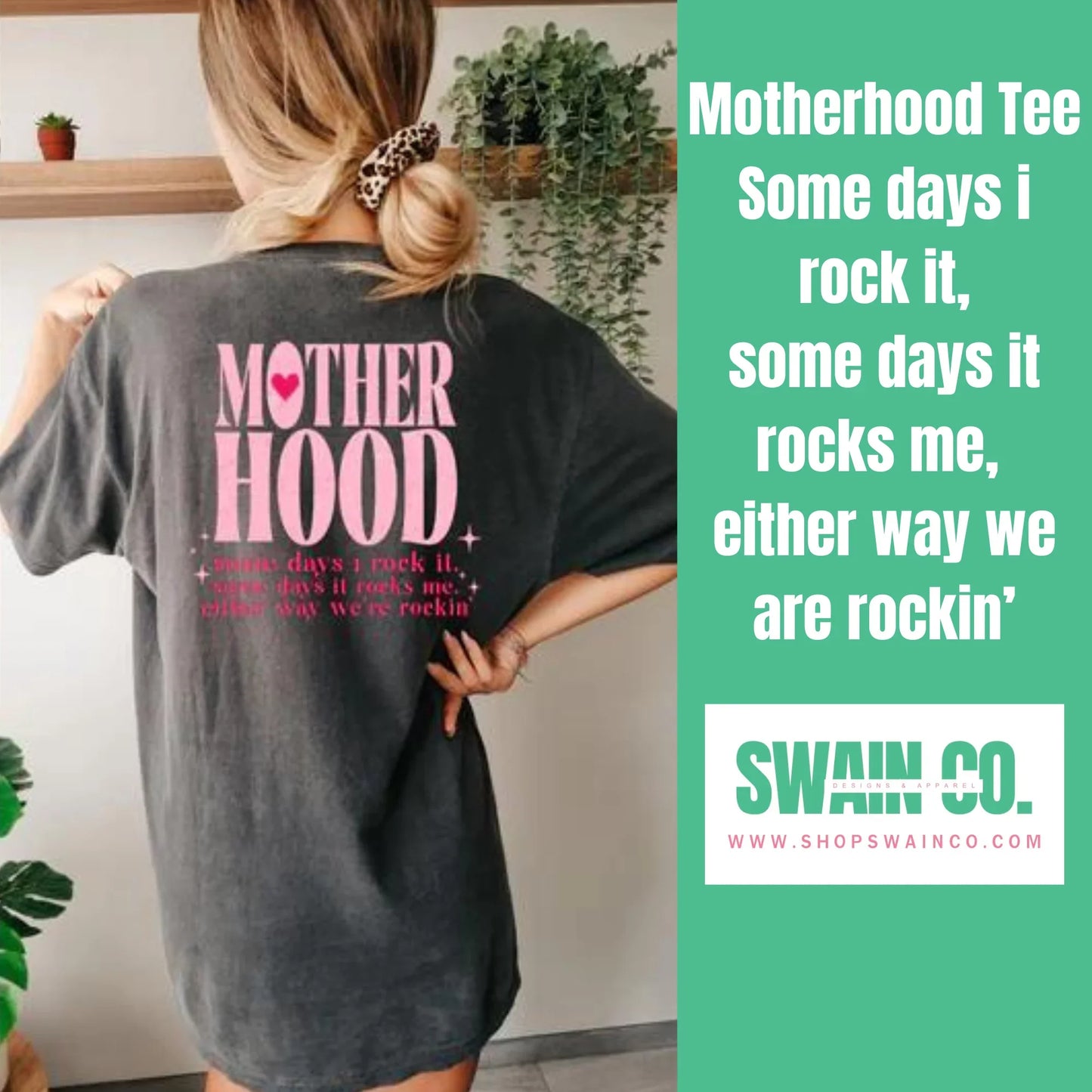 Sometimes I Rock It Sometimes It Rocks Me Mom Graphic Tee – Funny Motherhood Shirt, Oversized Mom Life T-Shirt, Gift for Mom