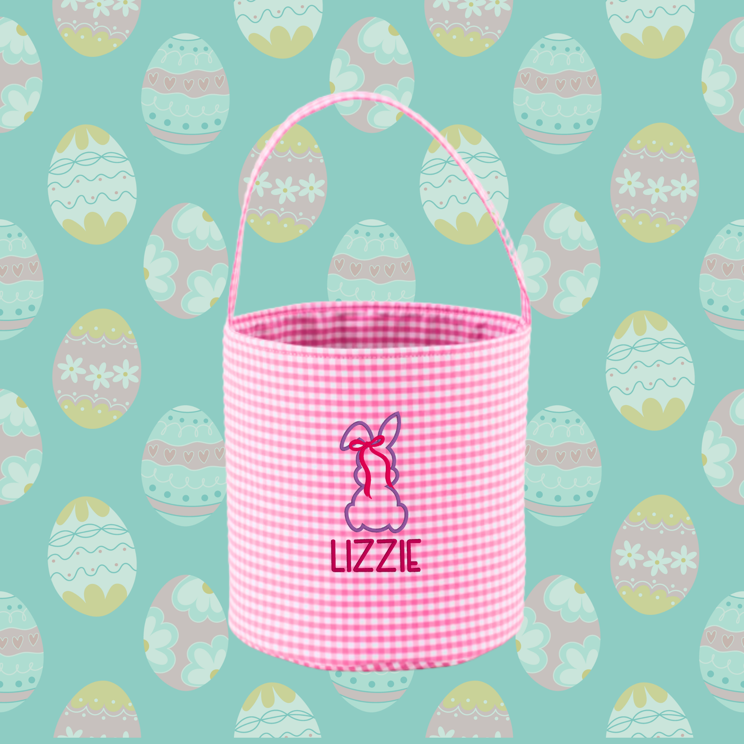Custom Embroidered Easter Basket | Personalized Bunny Basket | Kids Easter Gift | Name Easter Bucket | Baby’s First Easter Basket