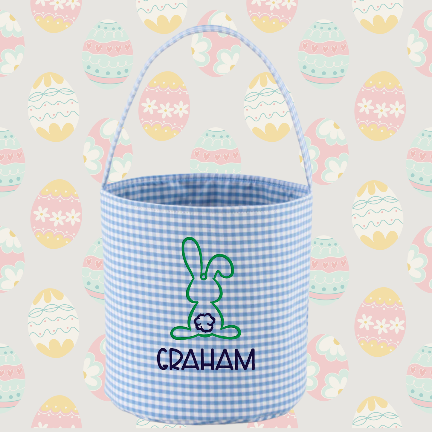 Custom Embroidered Easter Basket | Personalized Bunny Basket | Kids Easter Gift | Name Easter Bucket | Baby’s First Easter Basket