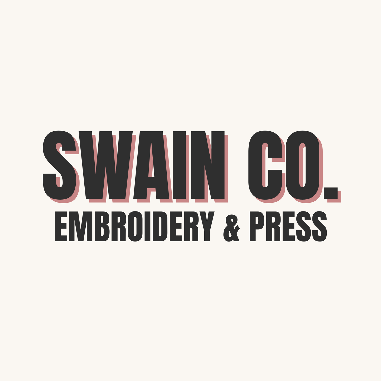 Logo for Swain Co. Embroidery & Press on a white background