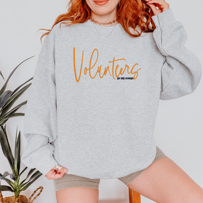 Embroidered Volunteers Go Big Orange Crewneck Sweatshirt | Tennessee Football Sweatshirt | UT Inspired Embroidered Pullover | Game Day Crewneck
