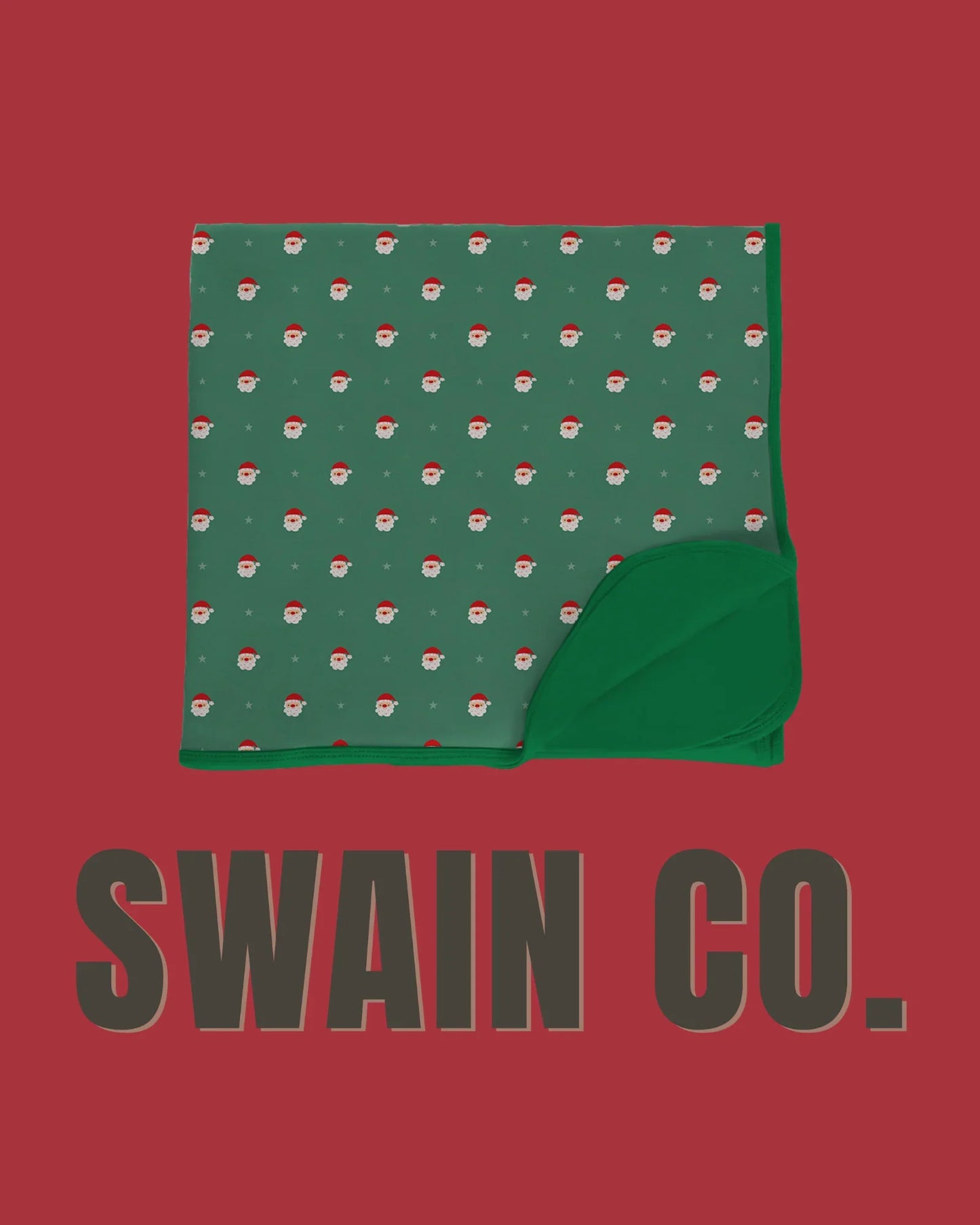 Classic Santa Blanket – Green Santa Bamboo Plush Blanket | Cozy Holiday Throw | Baby, Toddler & Family Christmas Blanket