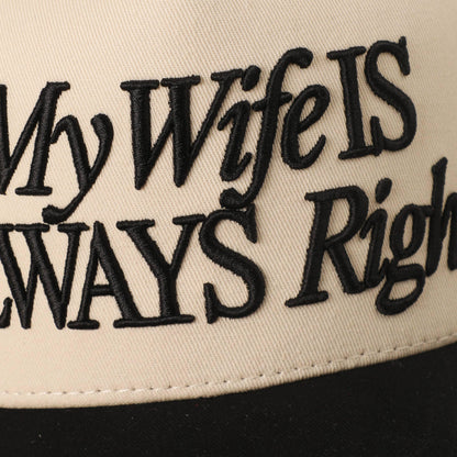 My Wife Is Always Right 3D Embroidery Two-Tone Vintage Trucker Hat