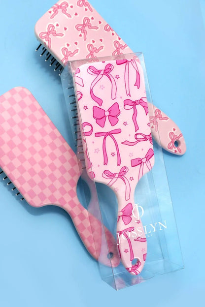 Large Detangle Paddle Hairbrush | Checkered Pink