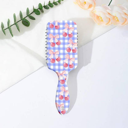 Large Detangle Paddle Hair Brush Comb – Cherry Plaid | Optional Personalization Available