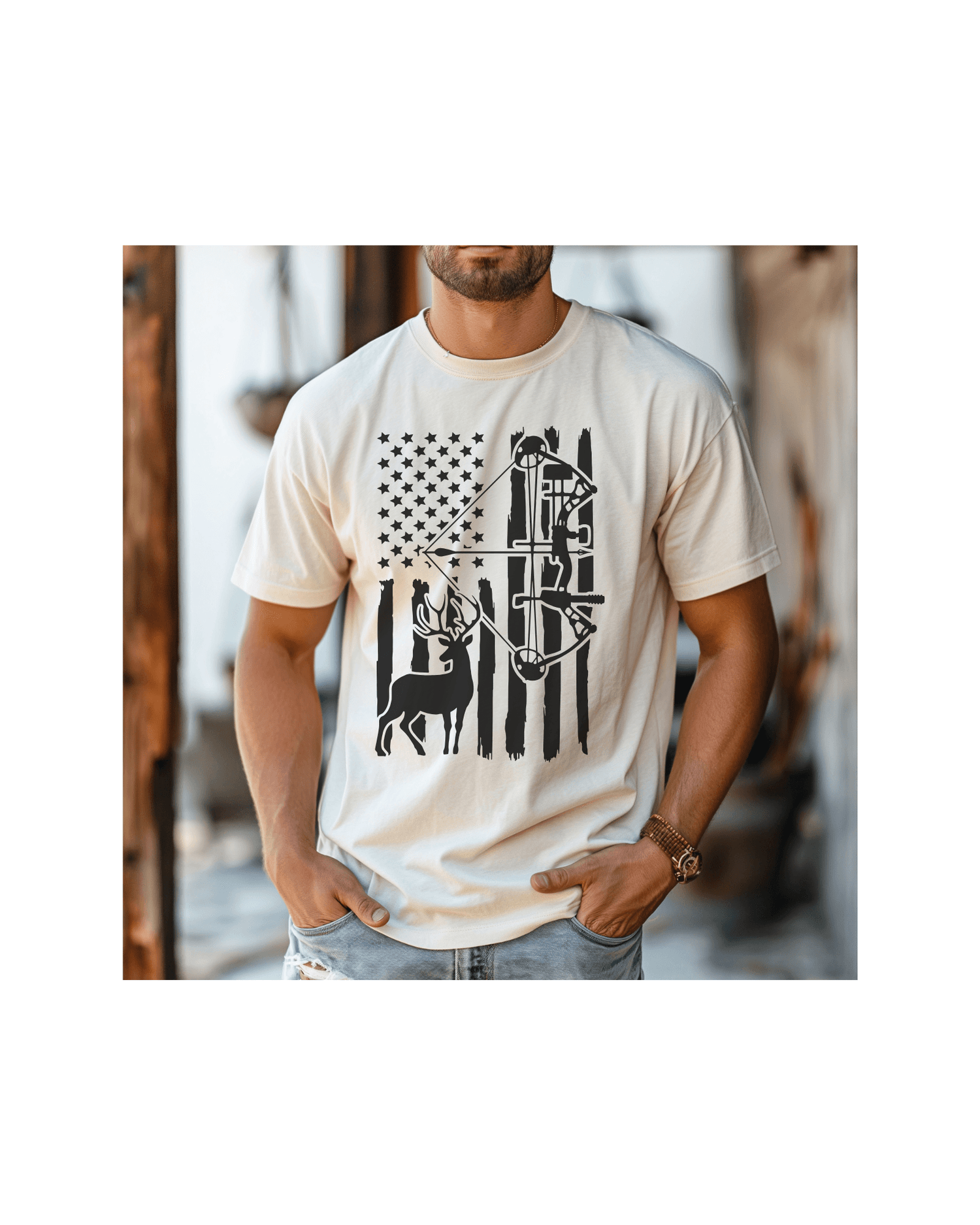 American Flag and Bow Arrow Tee or Crewneck Sweatshirt - Swain Co. Designs & Apparel