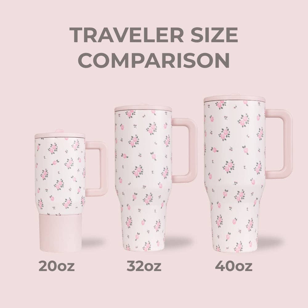 Back to School Personalized Wildrose Floral 20oz Hydrojug™ – Laser Engraved Tumbler with Flip Straw