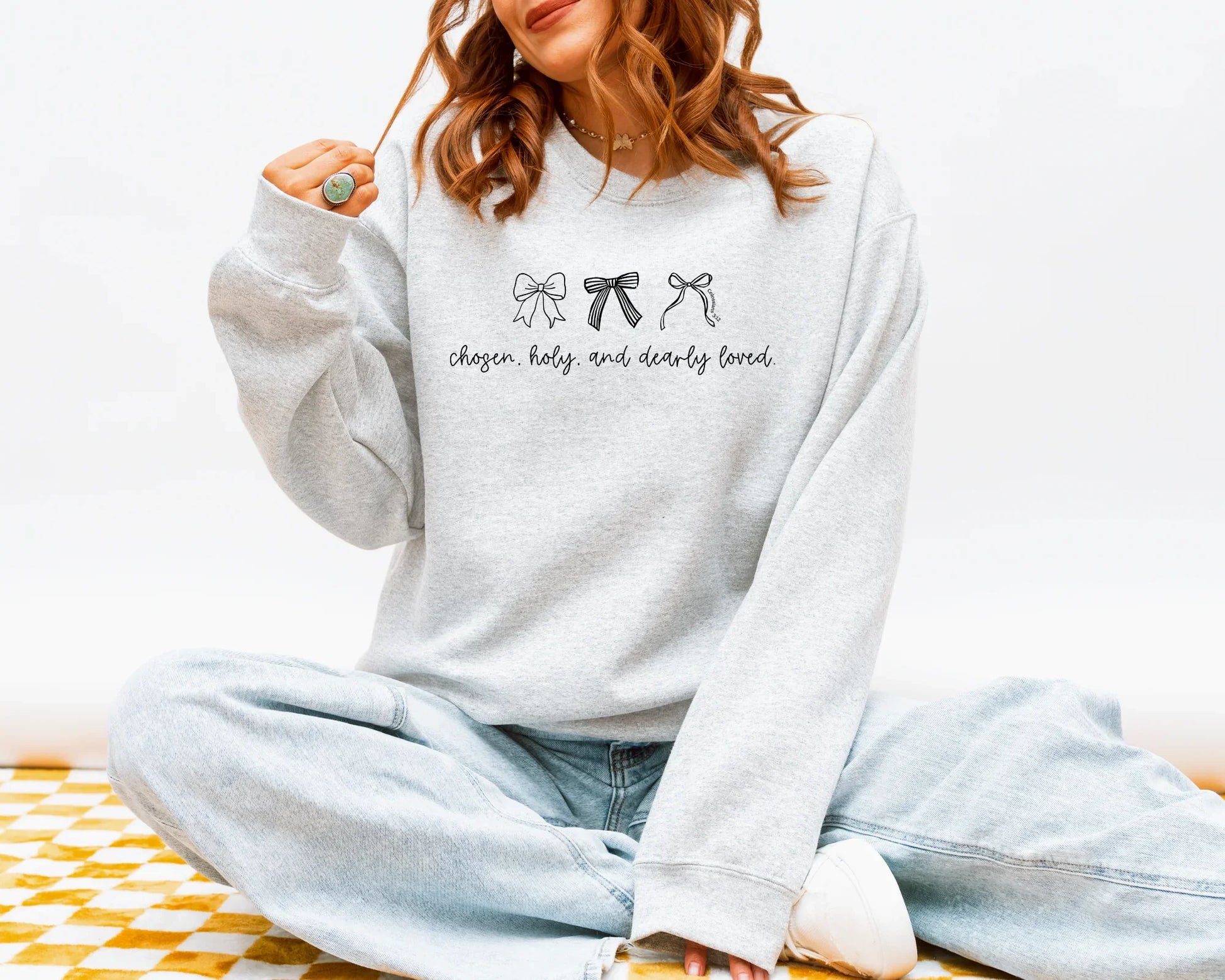 christian sweatshirt with bows