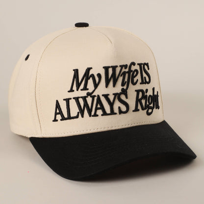 My Wife Is Always Right 3D Embroidery Two-Tone Vintage Trucker Hat