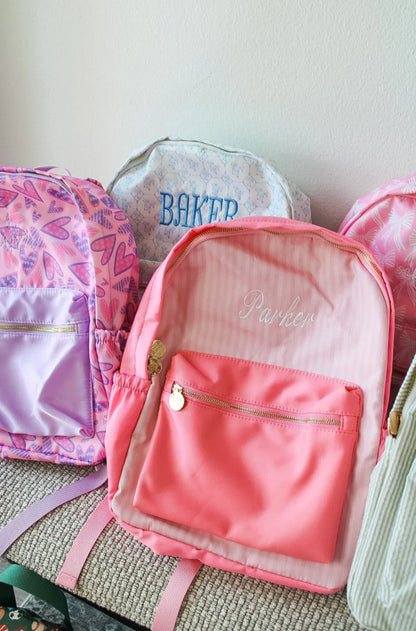 Personalized Pink Stripe Backpack – Standard Size | Back to School Must-Have
