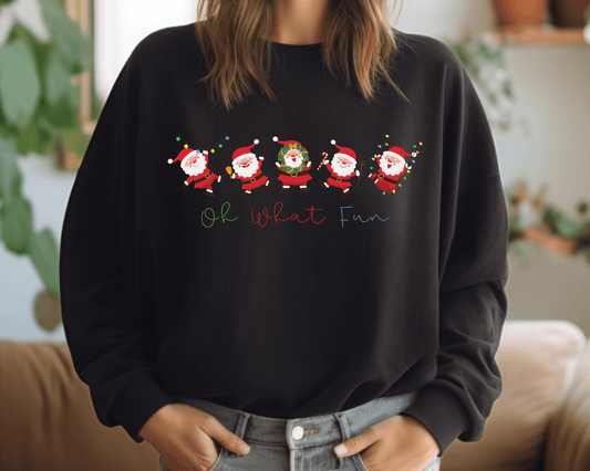 Oh What Fun Santa Tee or Crewneck Sweatshirt - Swain Co. Designs & Apparel