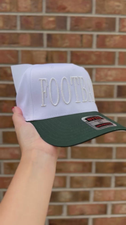 Monochromatic Football Trucker Hat | Puff Embroidery Neutral Game Day Hat | Adjustable Snapback | Vintage Style Baseball Cap