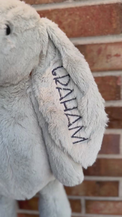 Personalized Easter Bunny Plush – Embroidered Name Stuffed Bunny – Custom Easter Basket Gift – Baby First Easter – 16 Inch Plush Bunny