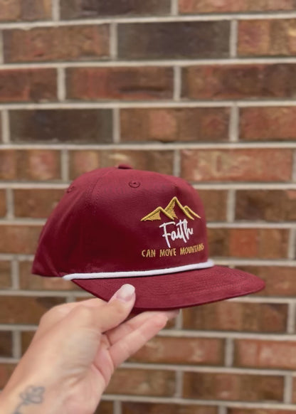 Faith Can Move Mountains Embroidered Rope Hat | Christian Rope Hat | Bible Verse Hat | Faith Hat