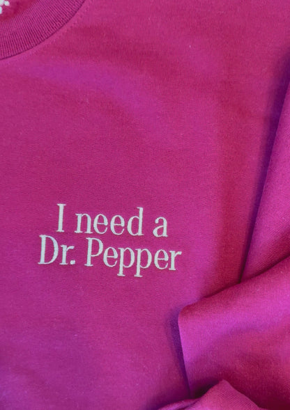 Dr Pepper Embroidered Sweatshirt, Vintage Soda Crewneck, Retro Embroidery Sweater, Dr Pepper Lover Gift