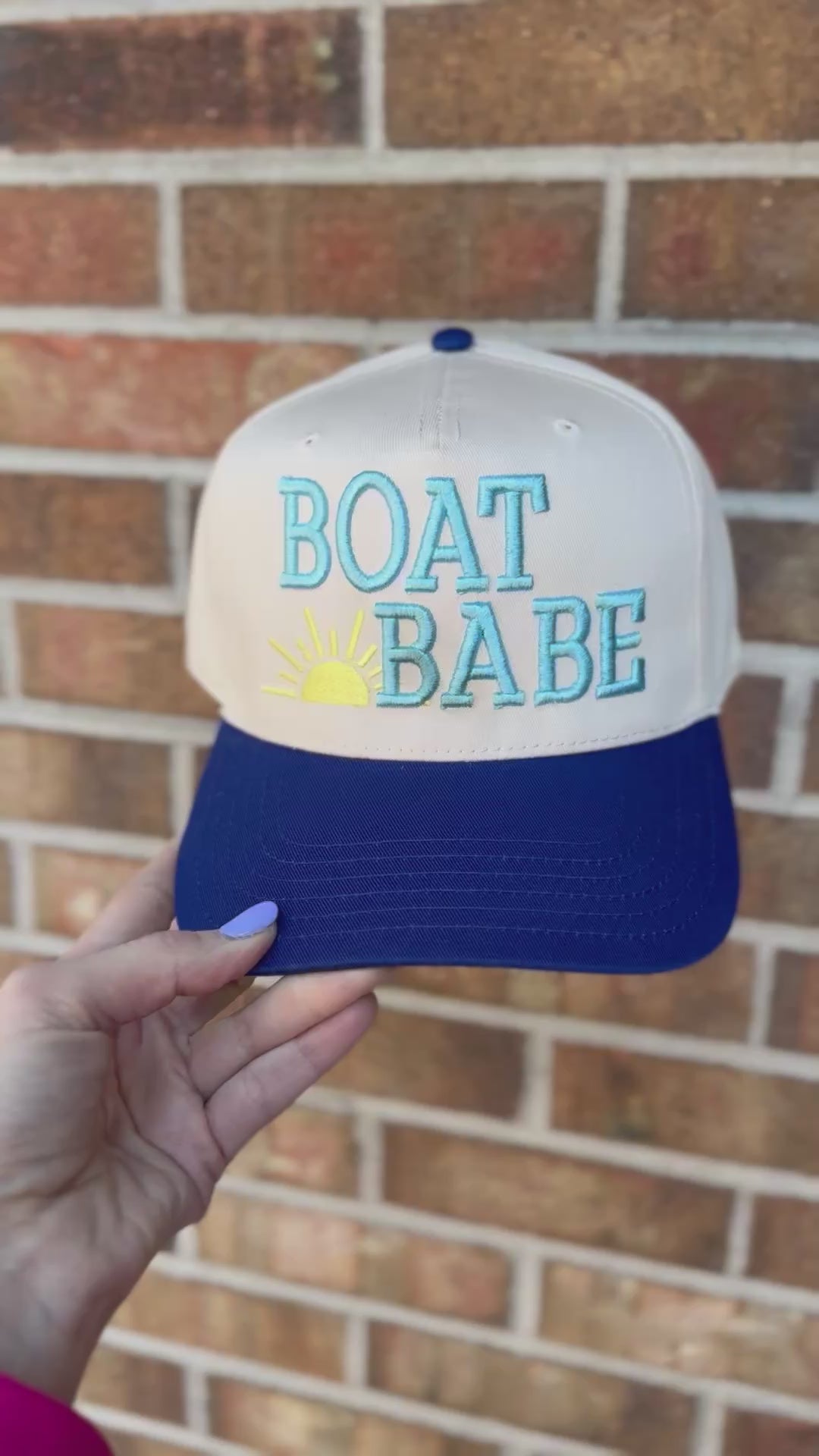 Boat Babe embroidered hat with sun