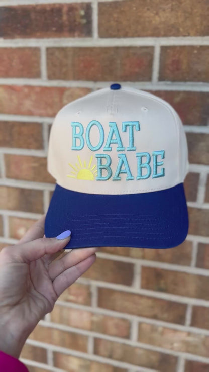 Boat Babe embroidered hat with sun