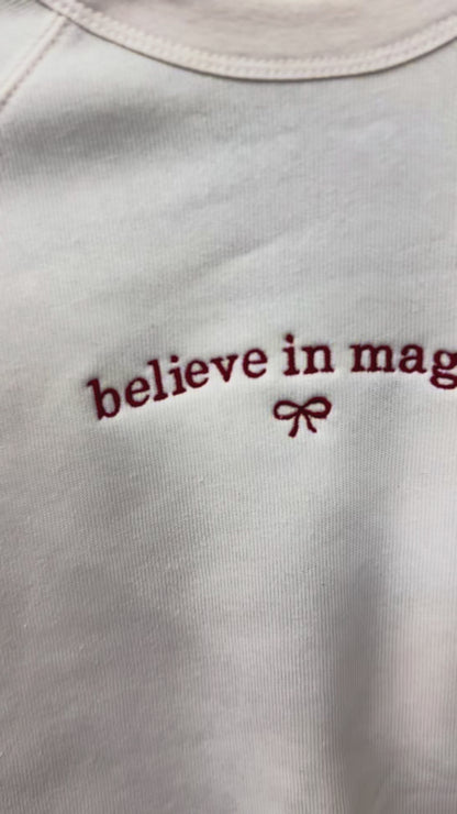 Believe in Magic Embroidered Crewneck Sweatshirt • Cozy Holiday Sweatshirt • Minimalist Christmas Sweater • Winter Aesthetic Crewneck • Gift for Her