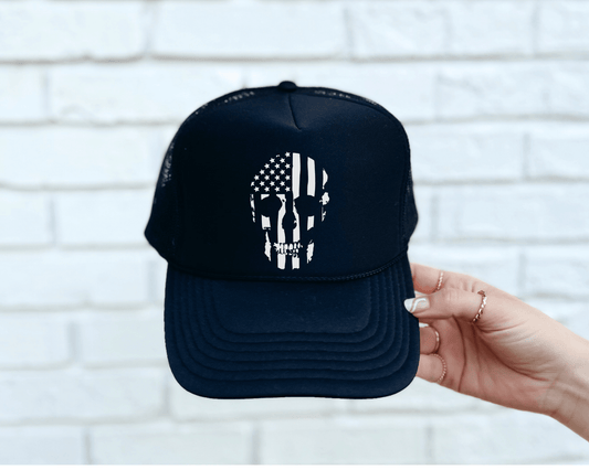 Skull American Flag Trucker Hat - Swain Co. Designs & Apparel