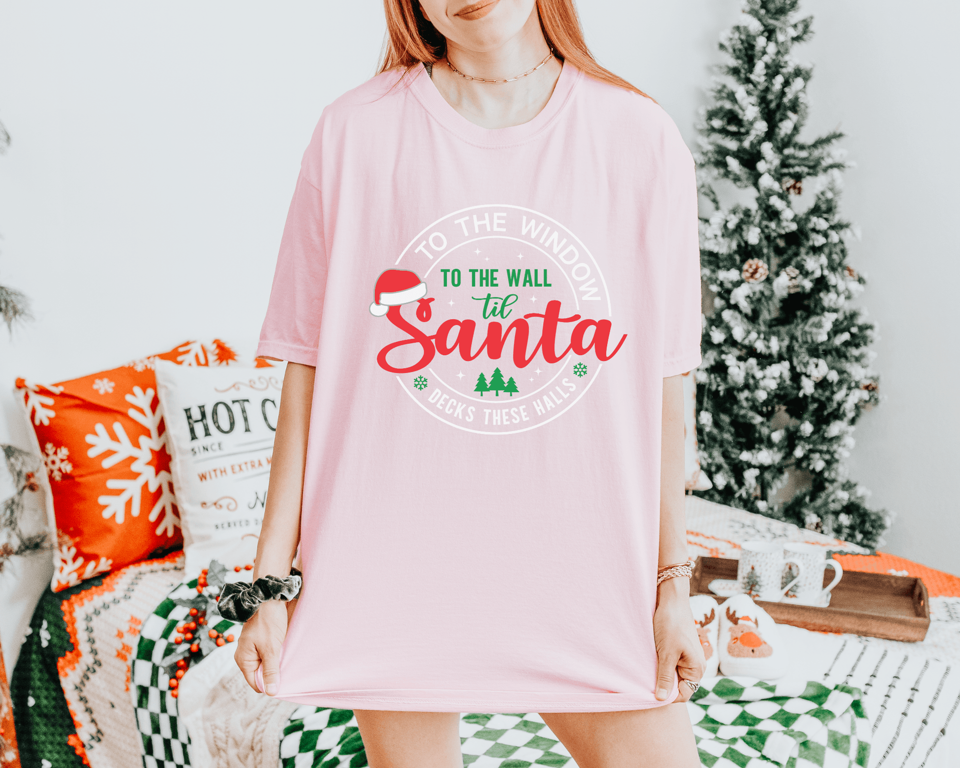 To The Window, To The Wall, Til Santa Decks These Halls Tee or Crewneck Sweatshirt - Swain Co. Designs & Apparel